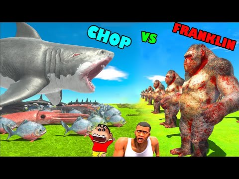 GORO THE GIANT vs CHOO CHOO CHARLES  | FRANKLIN VS CHOP | Animal Revolt Battle Simulator