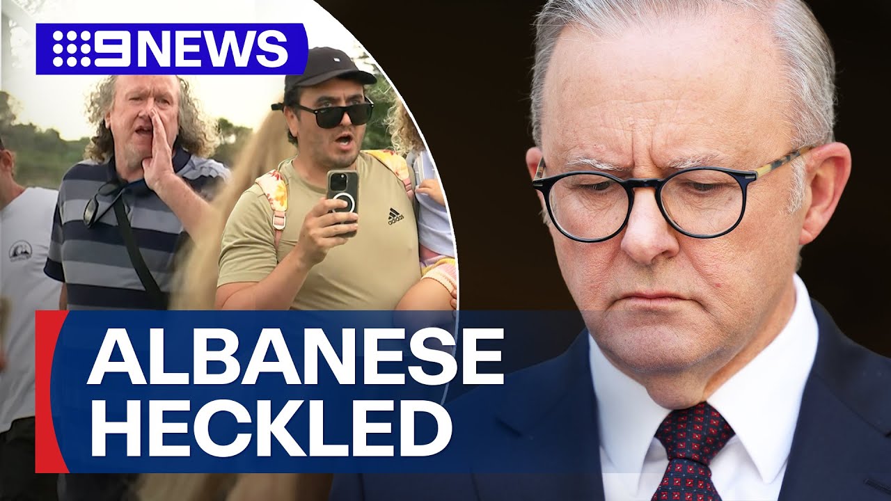 Furious residents heckle Prime Minister Anthony Albanese in explosive tirade | 9 News Australia