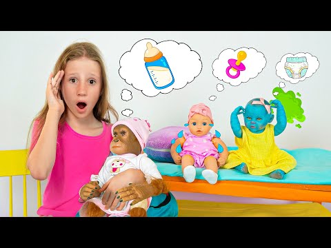 Nastya helps take care of her younger sister