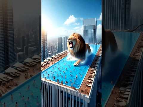 The naughty child stole the poor lion's water ๐ฑ๐ญ #shorts #usa #ai