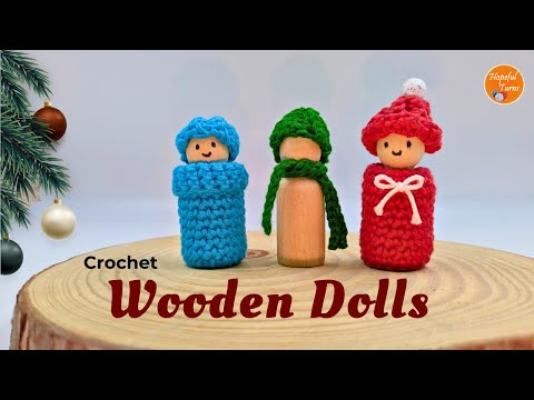 Crochet Wooden Doll Ornaments | Crochet Christmas Decoration - Wooden Peg Dolls | Cute Crochet Gifts