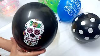 Transparent balloons Skull Balloon Pumping balloon Black Blue White Green popping balloons Video #15