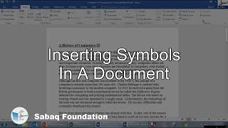 Inserting Symbols In A Document