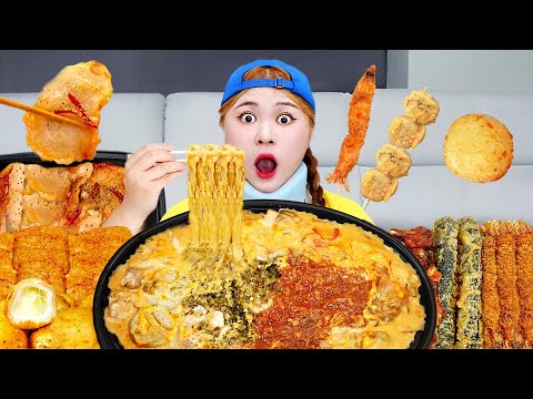 ASMR Mukbang 두찜 신메뉴 타코라구요찜닭먹방🍜 떡볶이 튀김 감자튀김 Spicy Noodles Tteokbokki Chicken Eating show | HIU 하이유