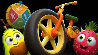 Spin the Wheel & Ride! 🚲 Skateboard, Bike & Scooter Song | Funky Fruites Baby Sensory