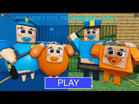 BABY Cop BARRY Vs BABY Minecraft Prisoner BARRY in BARRY'S PRISON RUN! New Scary Obby (#Roblox)