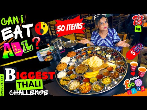 I took on biggest 13 kg Bahubali thali eating challenge in Dubai under $50! Can I Eat All 50 item? 😱
