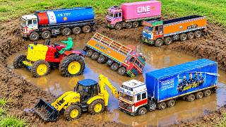 HEAVY Wight Big Tipper Truck Accident Deep Mud Pulling Out JCB HMT Tractor Powerful Crane ? CS Toy