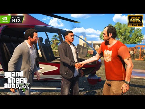 Michael, Franklin & Trevor's Most Insane Helicopter Scene in GTA 5 History GTA 5 - Three's Company