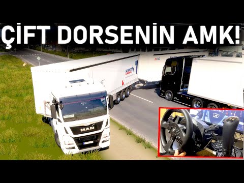 ÇILDIRDIMMM! ÇİFT DORSE KONUŞUYO AMK - TRAFİKTE DUİSBURG CALAİS YOLU - ETS 2 Truckers MP T300RS GT