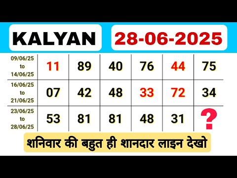 Today kalyan bazar 28-6-2025 | Kalyan jodi | Kalyan chart | kalyan today open | Kalyan line analysis