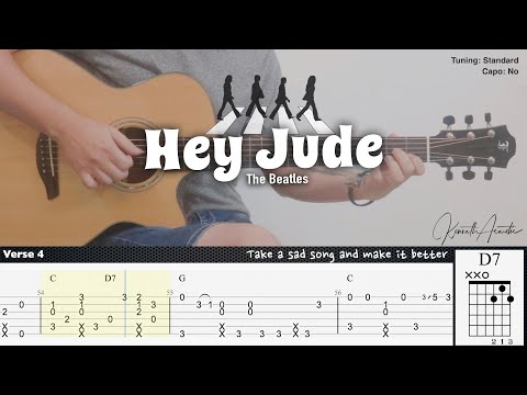 Hey Jude - The Beatles | Fingerstyle Guitar | TAB + Chords + Lyrics