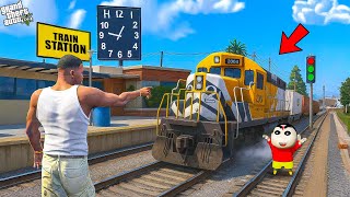 GTA V : Franklin And Shinchan Starts A New Train Station On His House In GTA 5 Telugu | #gta5