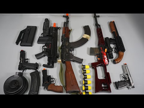 AK47 and Drum Magazine Airsoft Toy Gun - SVD Sniper Rifle Shot Gun - Realistic Toy Guns Collection