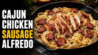 The Creamiest Cajun Chicken & Sausage Alfredo Pasta