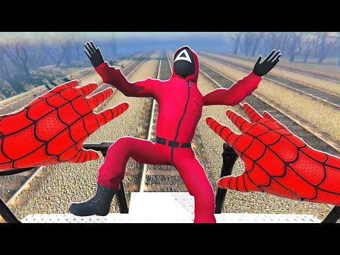 Throwing SQUID GAME Guards Off Train - Bonelab VR Mods