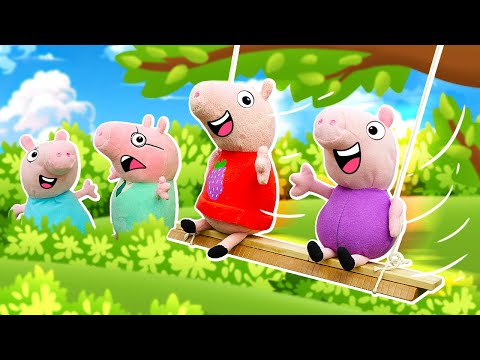 Construimos columpios para Peppa y George. Videos de juguetes.