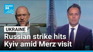 YouTube video thumbnail: Russian Strike Hits Kyiv Amid Chancellor Merz Visit