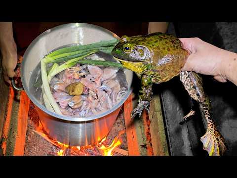 ウシガエルで鶏白湯ラーメン作ってみた