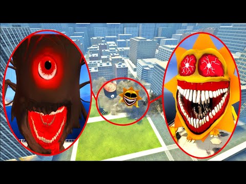 Un DRON capta a MR. TREE TAPES vs MR. SUN TAPES en la ciudad | Garry's Mod