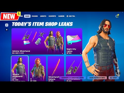 Fortnite x Cyberpunk 2077 Skins, Car & All Cosmetics Today's Item Shop Leaks (Johnny Silverhand, V)