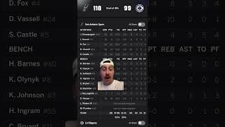 63 points combined from Fox Harper and Castle tonight leads the spurs to another win! 11 in a row.