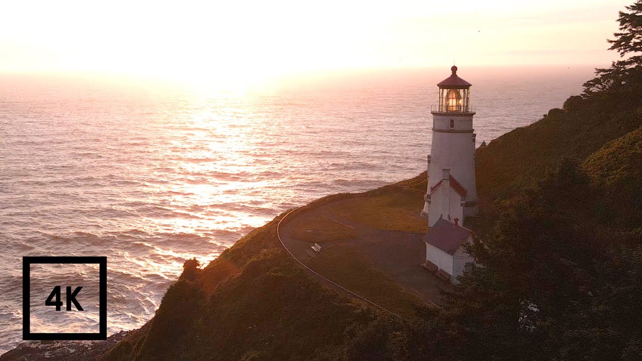 Ocean Sounds for Sleeping on the Oregon Coast, Heceta Head Lighthouse 4k ASMR