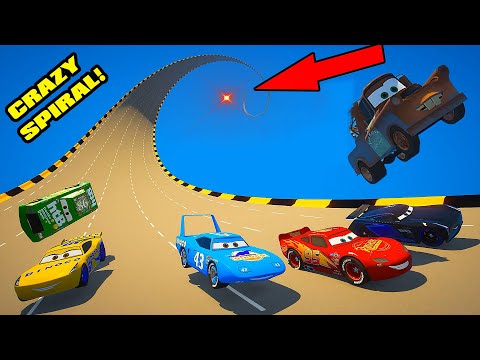 Cars Spiral Ramp City Jump Challenge McQueen Truck Mater Cruz Ramirez Jackson Storm King Chick Hicks