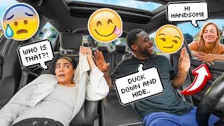 Telling My Fiance To BEND DOWN & HIDE When A GIRL I LIKE Passes By Our Car! *BAD IDEA*