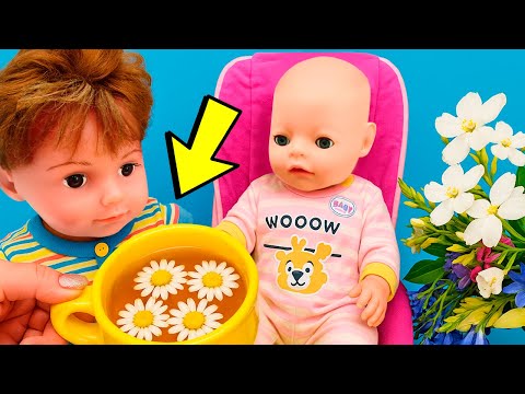 Oyuncaklarla Yemek Zamanı! 🍽️👶 Çiçekli Çay ve Rengârenk Bubble Tea 🌸🧋