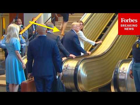 Watch Trump's Reaction When The UN Escalator Stops Working The Moment He & Melania Step On It