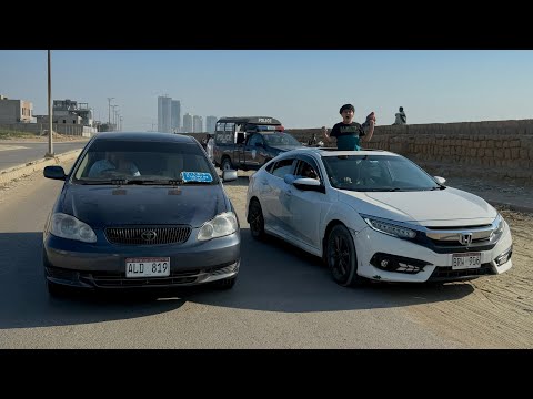 CIVIC X VS CAROLLA DRAG RACE 😳 || POLICE PECHY LAG GAI  😳 ||