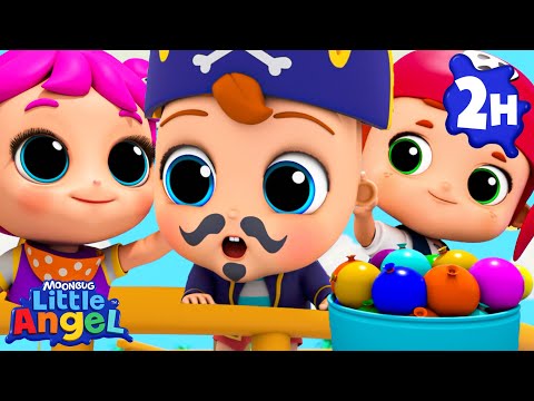 Baby Pirates | Little Angel | 🚌Wheels on the BUS Songs! | 🚌Nursery Rhymes for Kids