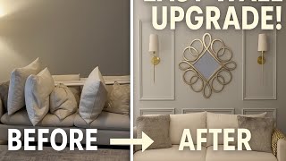 I TRANSFORMED THIS PLAIN WALL WITH $60 MOLDING|EASY DIY WALL UPGRADE!