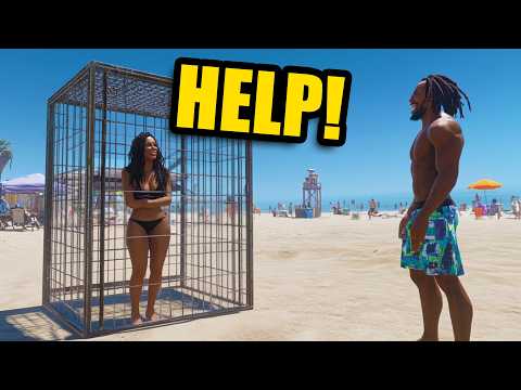 I FOUND SOMEONE STUCK IN A CAGE ON THE BEACH! *lol* | GTA 5 THUG LIFE #571