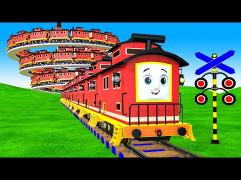 【踏切アニメ】あぶない電車 TRAIN CLIMBING PYNAMID 🚦 Fumikiri 3D| Train Railroad Crossing Animation #2025