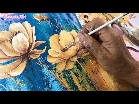 Flores vibrantes pintadas en Acrílico: Técnica Fácil Paso a Paso