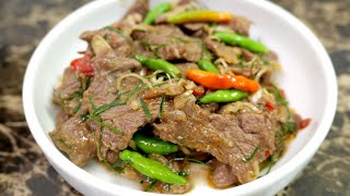 เนื้อผัดกะปิ วิธีผัดให้อร่อย เมนูเติมข้าวใครชอบทานเนื้อเมนูนี้ห้ามพลาด| เสือหิวChannel