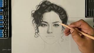 Portrait drawing with graphite pencils | Pencil Drawing Time-lapse