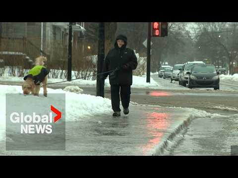 YouTube video thumbnail: Freezing Rain Warning: Montreal Prepares for up to 30 mm Rainfall, Power Outages