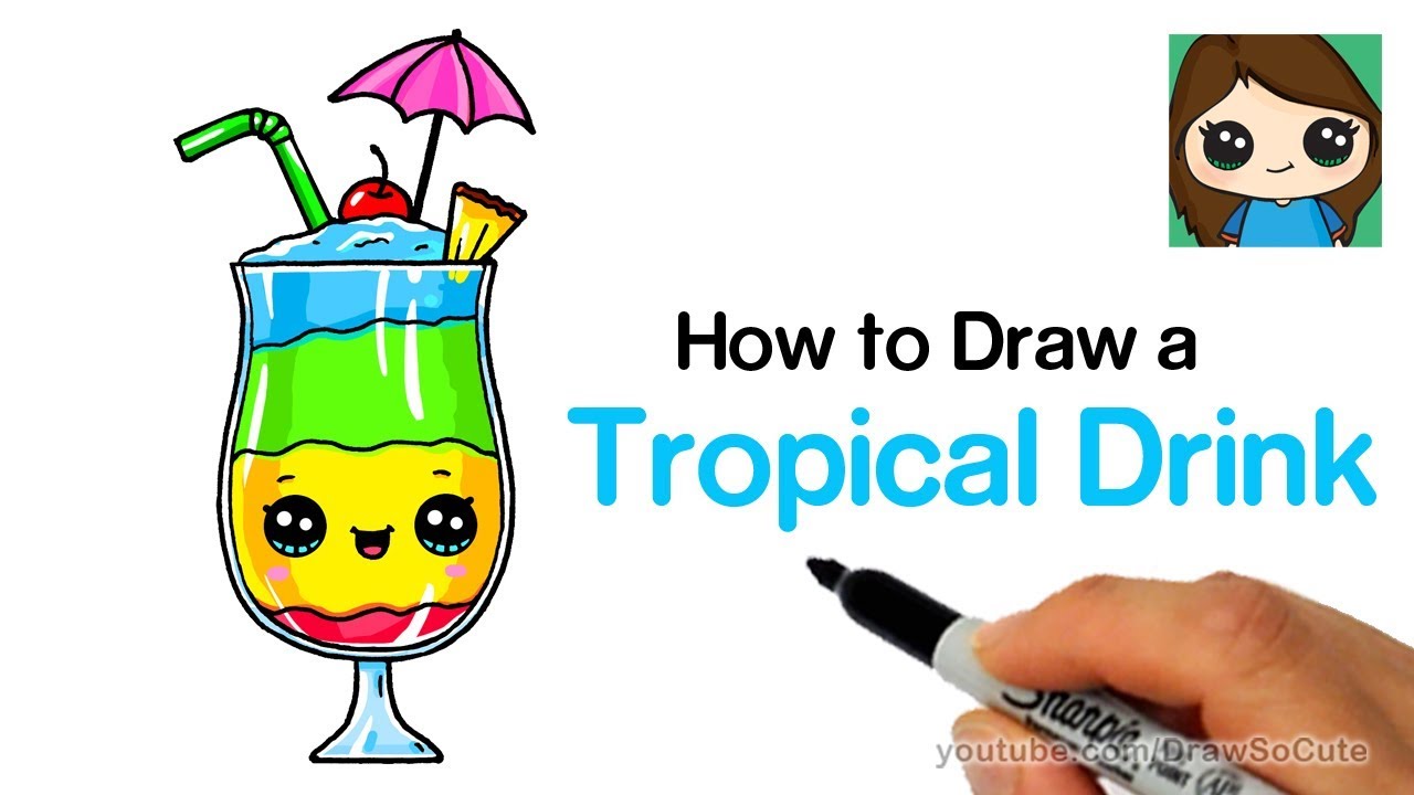 How to Draw a Tropical Drink Easy and Cute