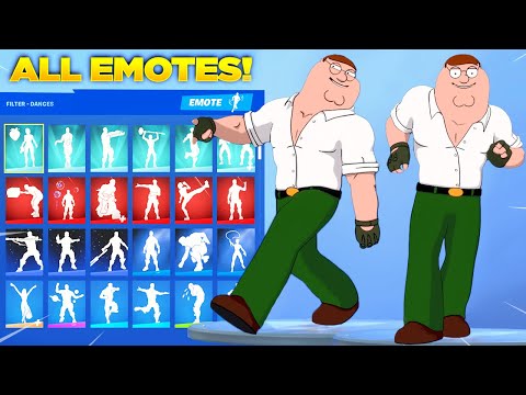 Fortnite PETER GRIFFIN SKIN Showcase with All Fortnite Dances & Emotes! (Family Guy)