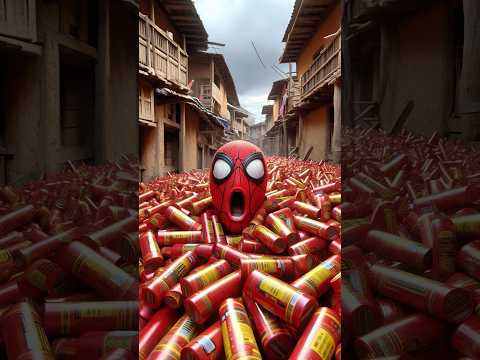 القرية مليئة بالمفرقعات! 💥 ماذا سيفعل سبايدرمان الآن؟! 😱🕷#شورت