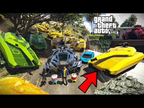 GTA5  Franklin, ShinChan Stealing Diamond Car, Millitary Tank & Gold Car and Earn $1000000  In gta v