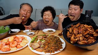 버튼 하나면 요리 뚝딱! 알아서 구워주는 롤팬으로 만든 삼겹살, 새우구이! (Rollpan cooking pork belly) 요리&먹방 - Mukbang eating show