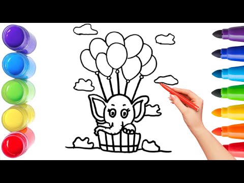 How To Draw cute Elephant 🐘  Drawing, Painting & Coloring For Kids and Toddlers_ Child Art