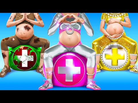 GOOD PREGNANT VS BAD PREGNANT 🖤💝 Rich vs Poor Parenting Hacks 💵 Pregnant Situations by 123 GO!