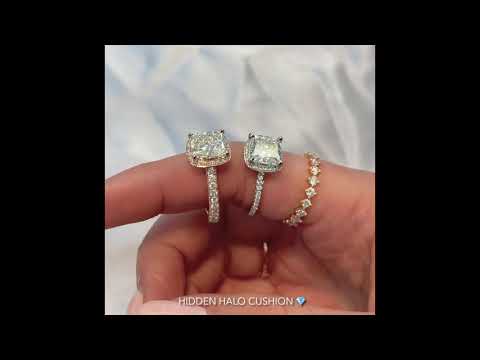 Cushion Cut Hidden Halo™ Ring Comparison: 2.5 vs 2.3 carats