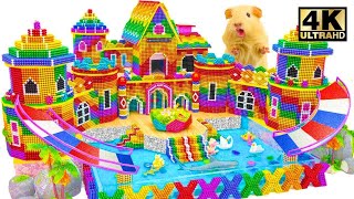 How To Build Rainbow Smart City Has Modern Mansion And Expensive Fountain Garden From Magnetic Balls