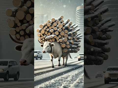 Beautiful story of hardworking cow and monkey #shorts #animals #trendingshorts #ytshorts #viral #ai